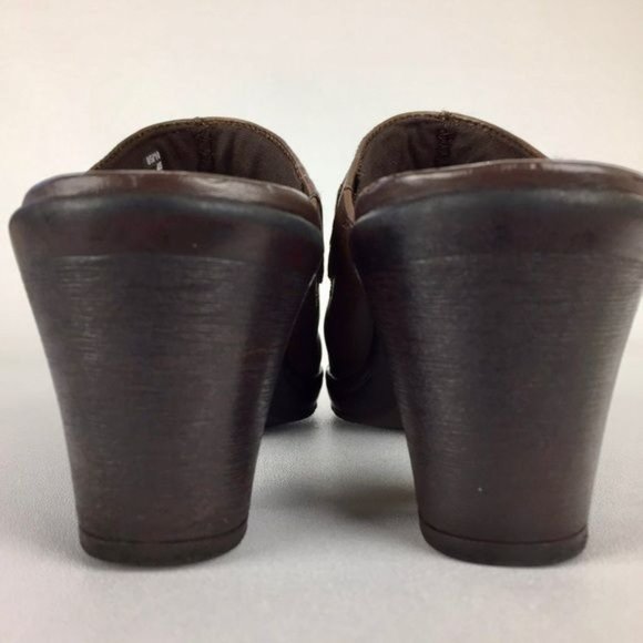 Clarks Womens Mirabelle Brown Leather Heeled Mules Comfort Shoes size 7.5W Wide - Picture 4 of 16